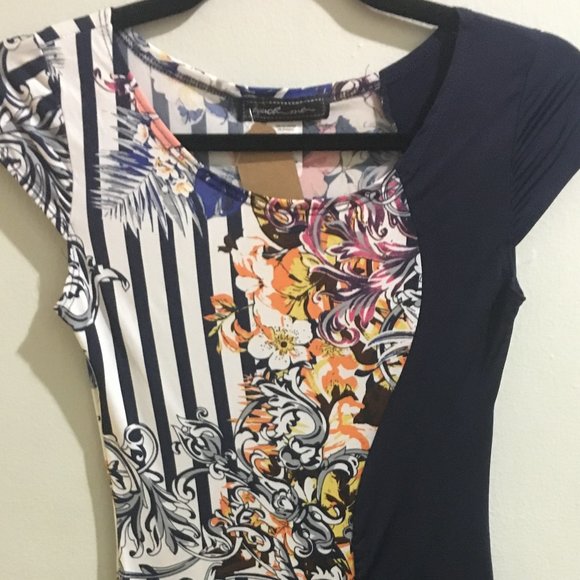 Striped Graphics Pencil Dress- Item#34 - Picture 3 of 4